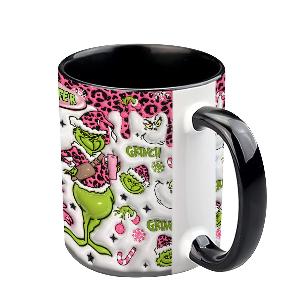 Personalized Grinch Accent Mug Custom Name Holiday Gift Accent Mug GradoCreations