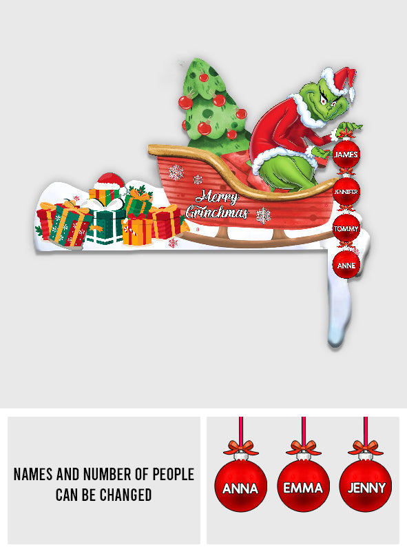 Personalized Grinch Door Frame Decoration with Custom Names for Christmas Door Frame Decoration GradoCreations
