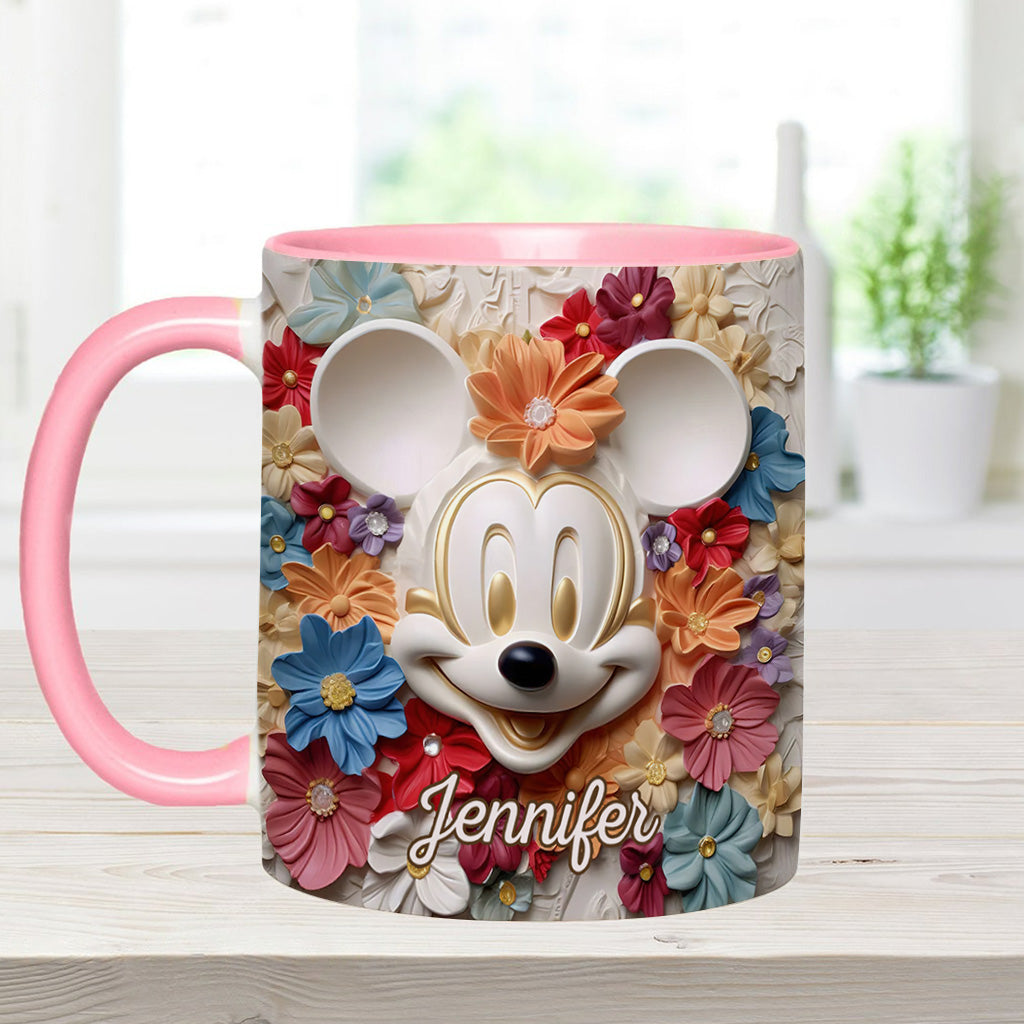 Personalized Floral Mouse Accent Mug Custom Name Gift for Mom Accent Mug GradoCreations
