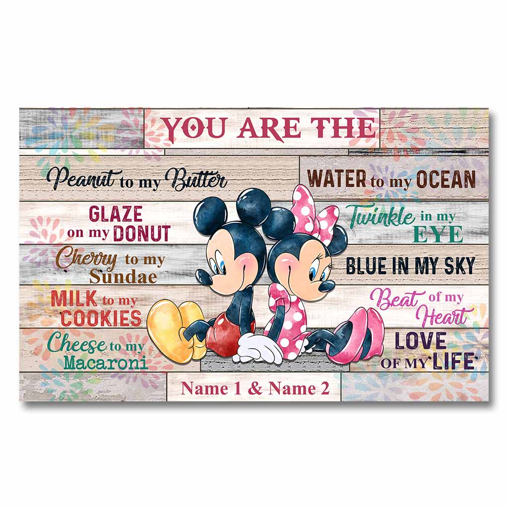 Personalized Couple Mouse Poster Custom Names Love Gift Canvas and Poster GradoCreations