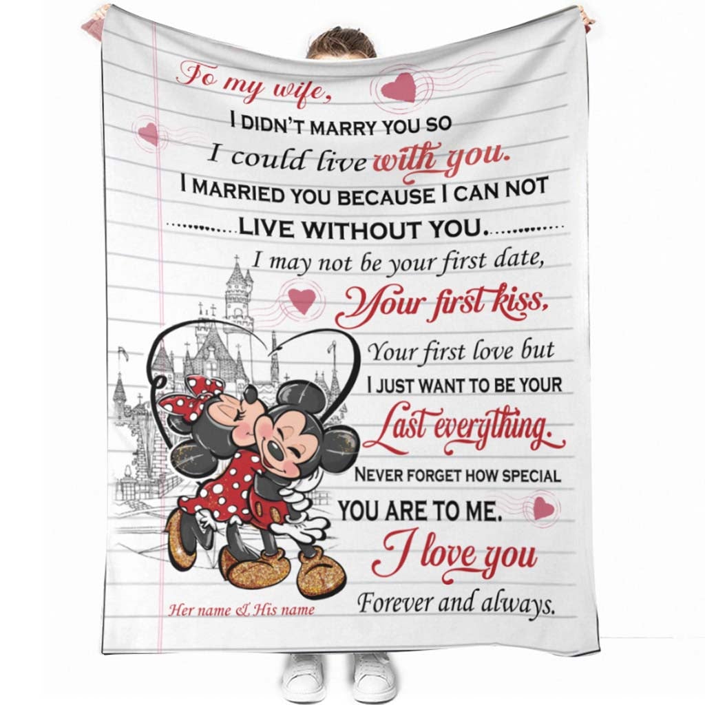 Personalized Mouse Blanket Custom Love Quote Gift for Couple Blanket GradoCreations