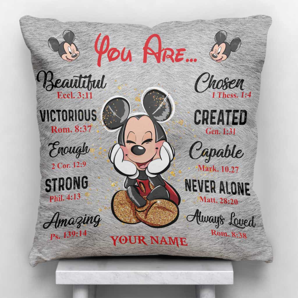 Personalized Mouse Throw Pillow with Inspirational Quotes for Kids Throw Pillow GradoCreations