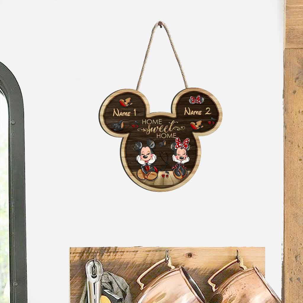 Personalized Mouse-Shaped Wood Sign Home Sweet Home Gift Wood Sign GradoCreations