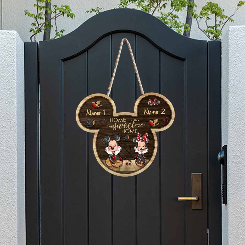 Personalized Mouse-Shaped Wood Sign Home Sweet Home Gift Wood Sign GradoCreations