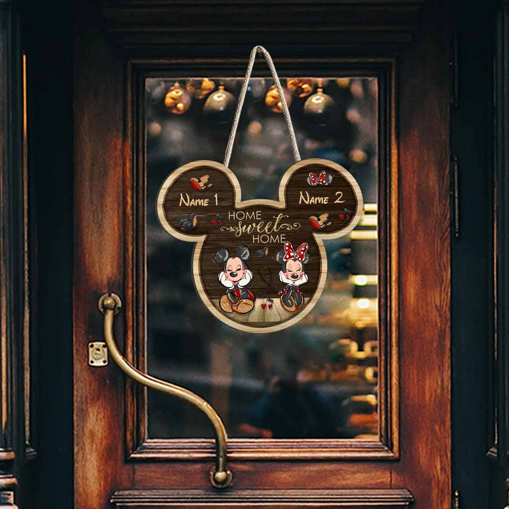 Personalized Mouse-Shaped Wood Sign Home Sweet Home Gift Wood Sign GradoCreations