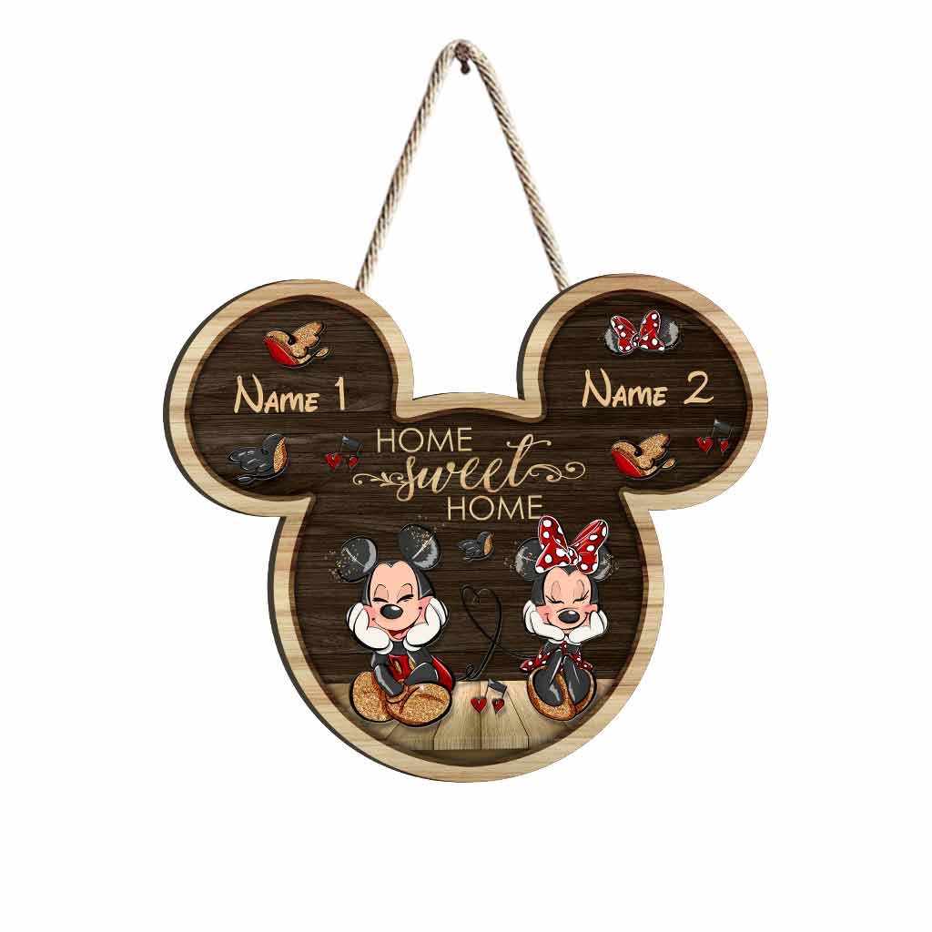 Personalized Mouse-Shaped Wood Sign Home Sweet Home Gift Wood Sign GradoCreations