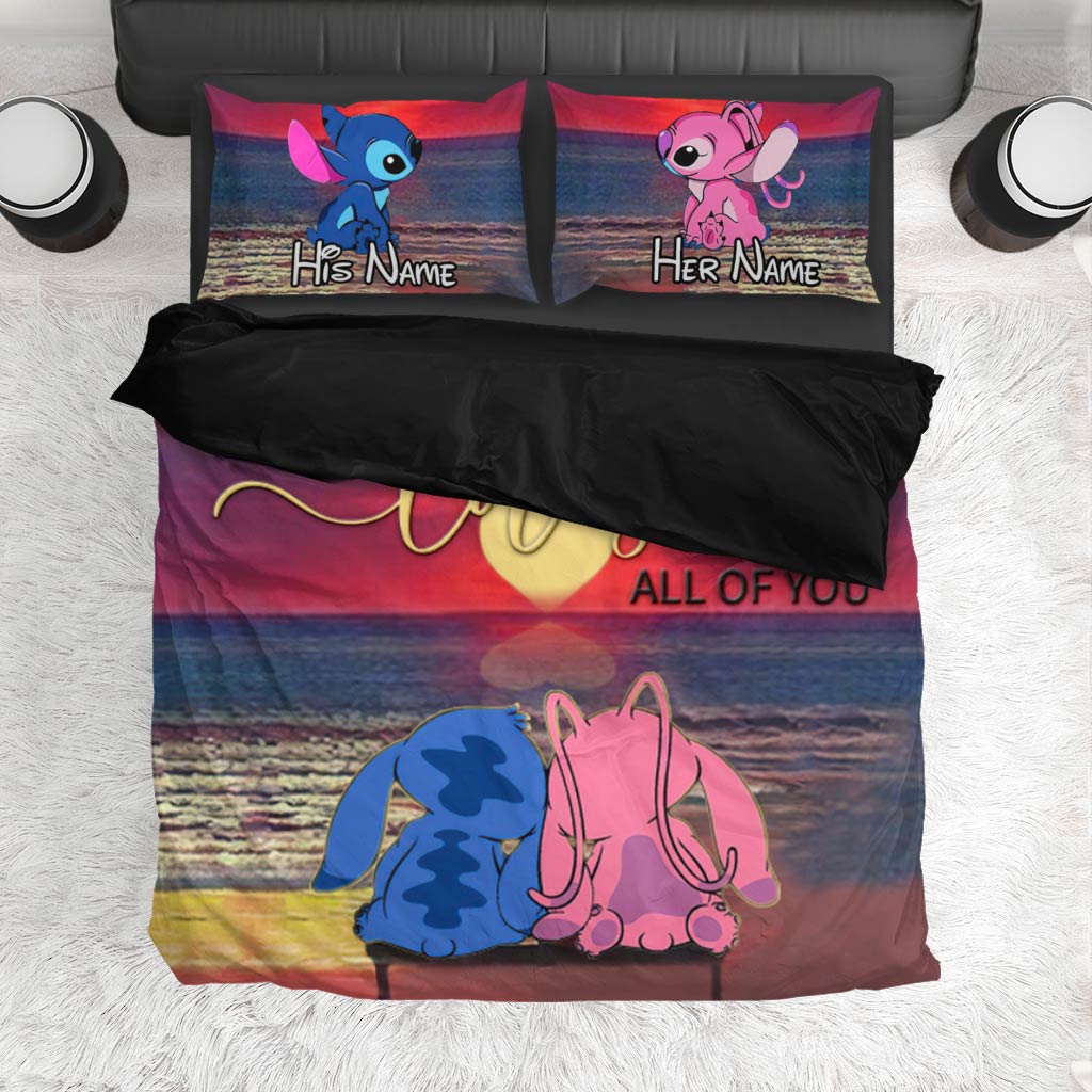 Personalized Couples Bedding Set Custom Names Love Theme Gift Bedding Set GradoCreations