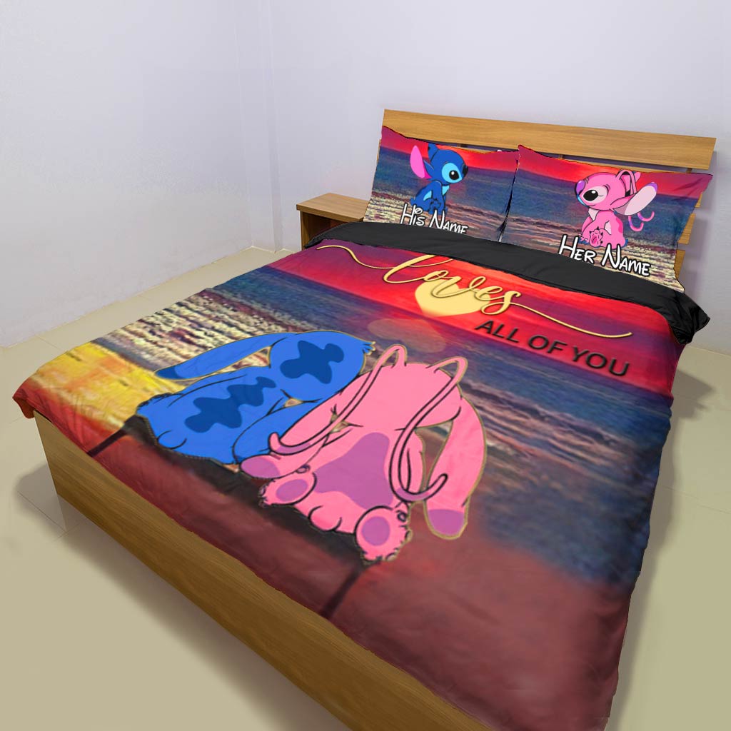Personalized Couples Bedding Set Custom Names Love Theme Gift Bedding Set GradoCreations