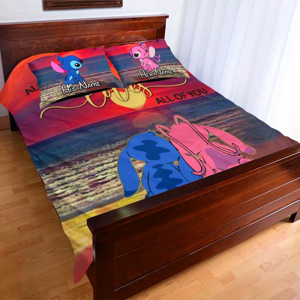 Personalized Couples Bedding Set Custom Names Love Theme Gift Bedding Set GradoCreations
