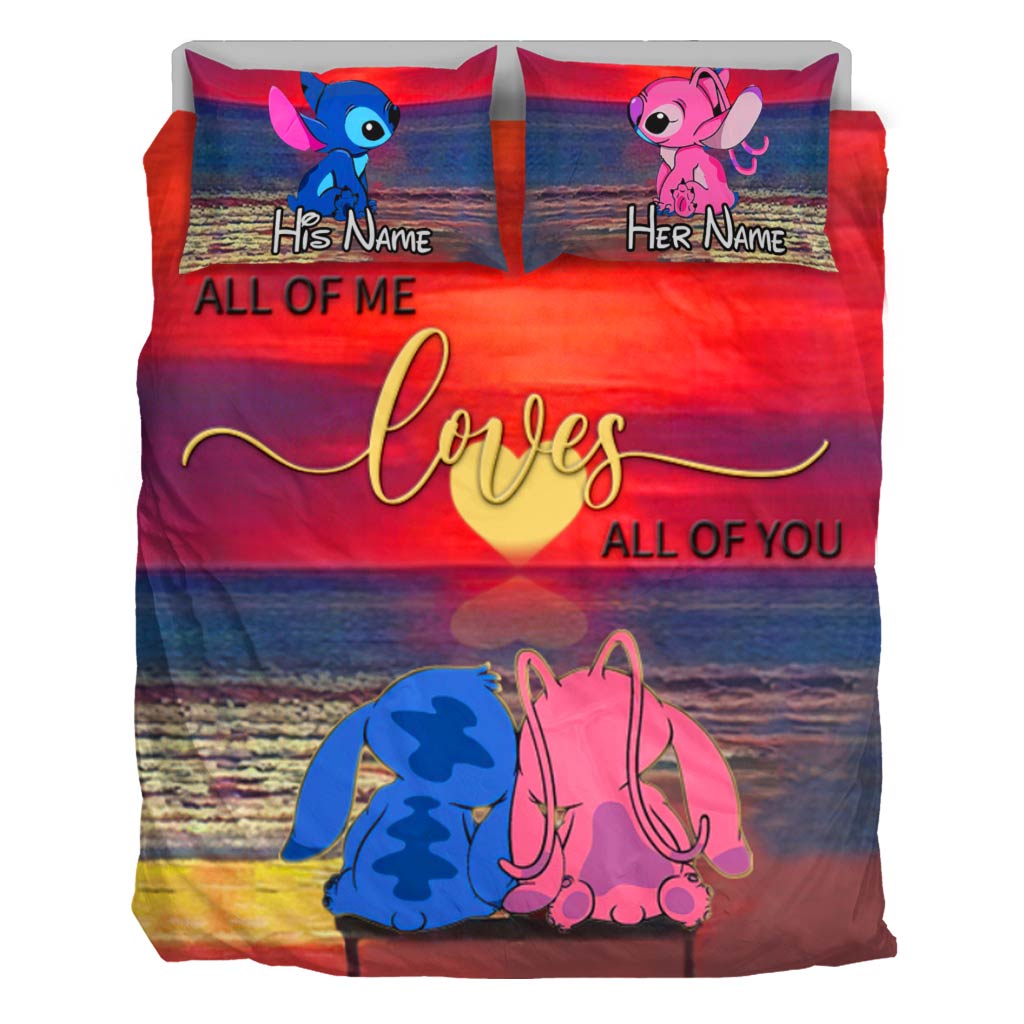 Personalized Couples Bedding Set Custom Names Love Theme Gift Bedding Set GradoCreations