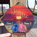 Personalized Round Wood Sign Custom Name Gift for Couples Round Wood Sign GradoCreations