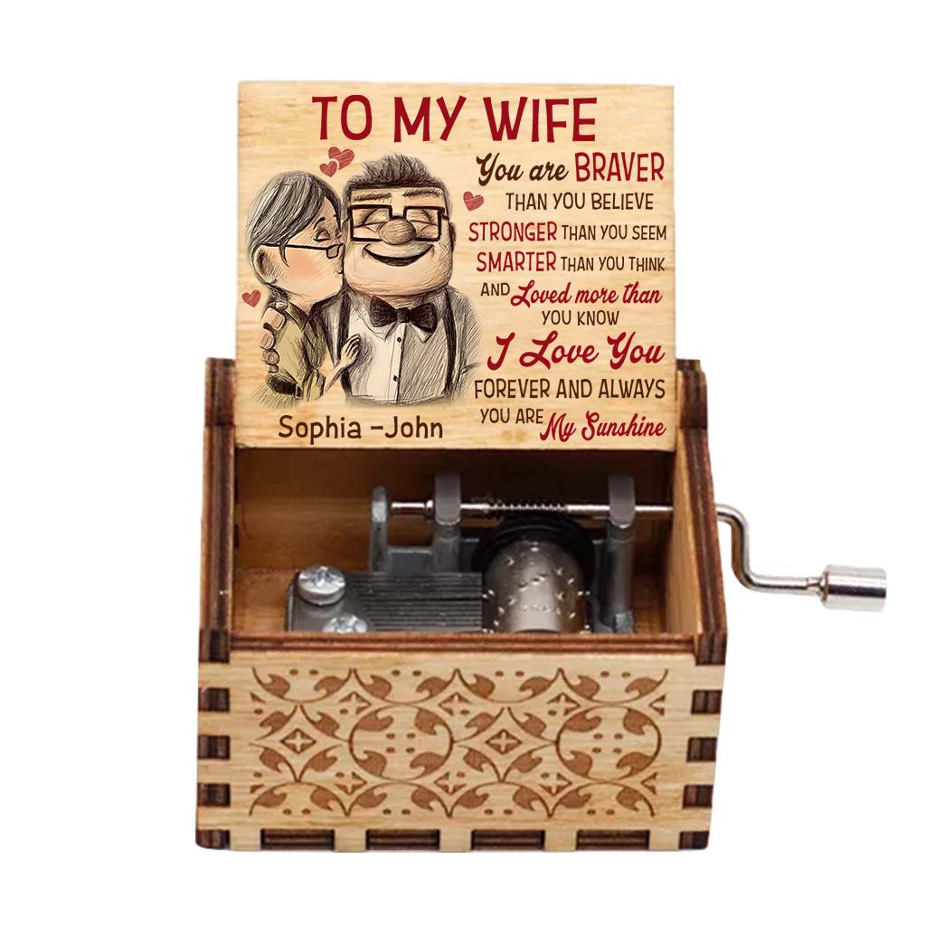 Personalized Hand Crank Music Box for Couples - You Are My Sunshine Gift Hand Crank Music Box GradoCreations