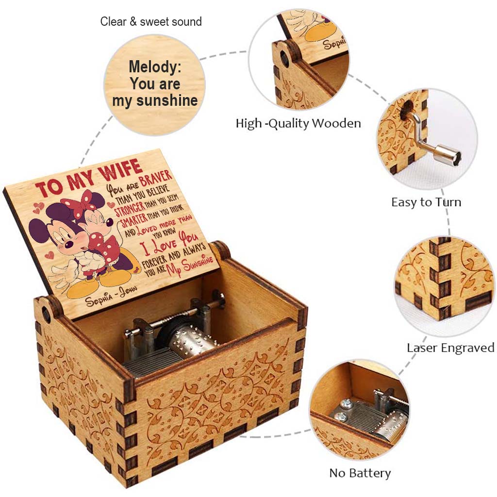 Personalized Hand Crank Music Box Unique Couple Gift for Wife Hand Crank Music Box GradoCreations