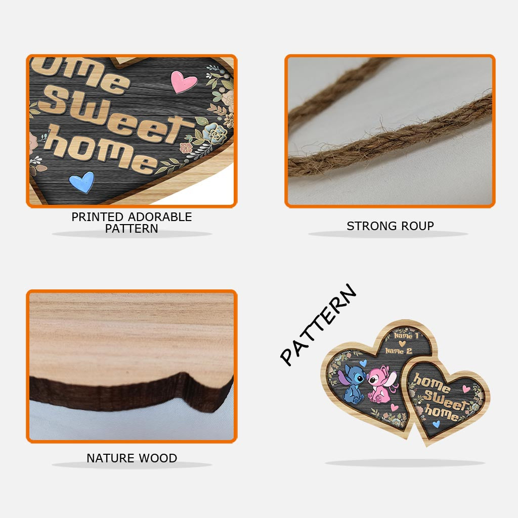 Personalized Ohana Wood Sign Custom Names Heart Home Decor Wood Sign GradoCreations