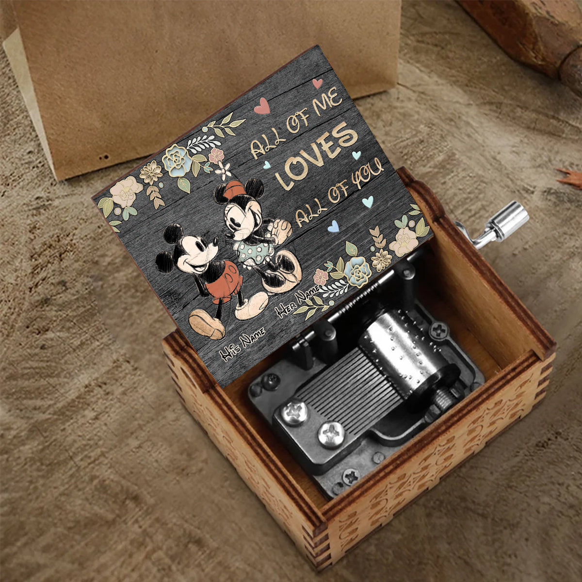 Personalized Hand Crank Music Box Couples Gift All of Me Loves Hand Crank Music Box GradoCreations