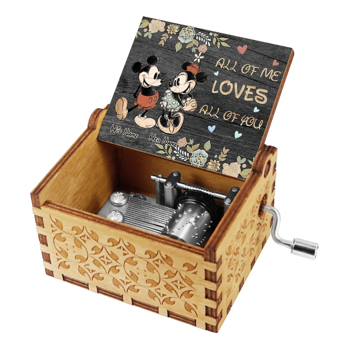 Personalized Hand Crank Music Box Couples Gift All of Me Loves Hand Crank Music Box GradoCreations