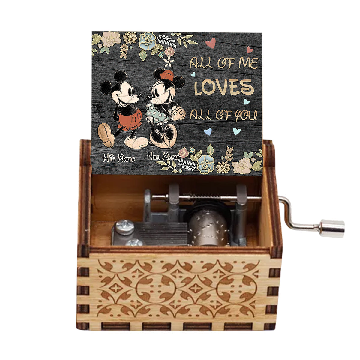 Personalized Hand Crank Music Box Couples Gift All of Me Loves Hand Crank Music Box GradoCreations