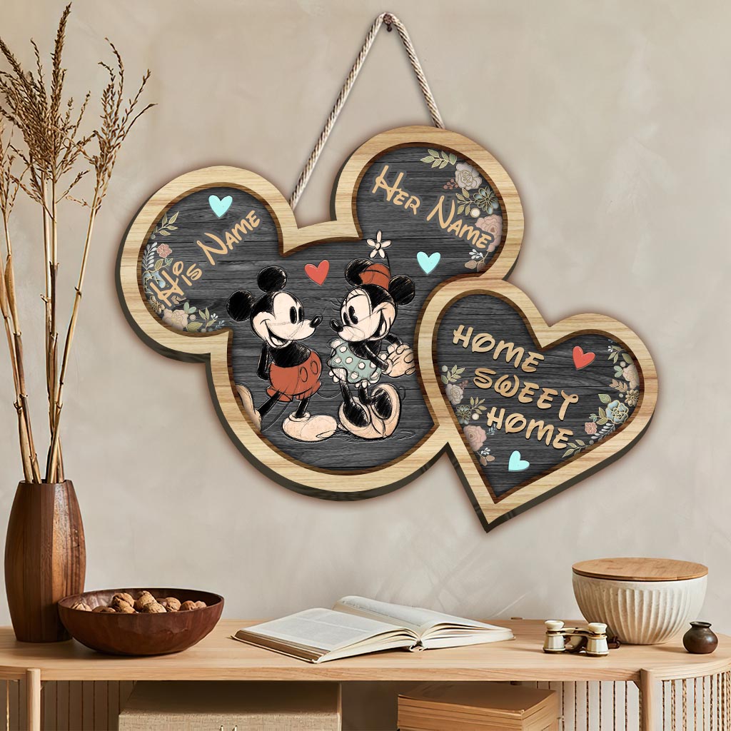 Personalized Mickey Mouse Home Sweet Home Wood Sign Gift Wood Sign GradoCreations
