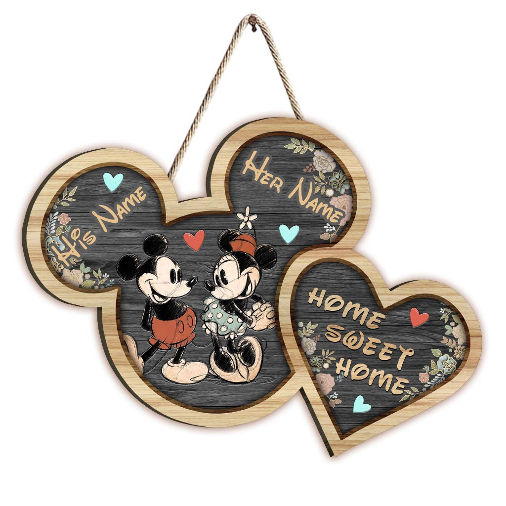 Personalized Mickey Mouse Home Sweet Home Wood Sign Gift Wood Sign GradoCreations