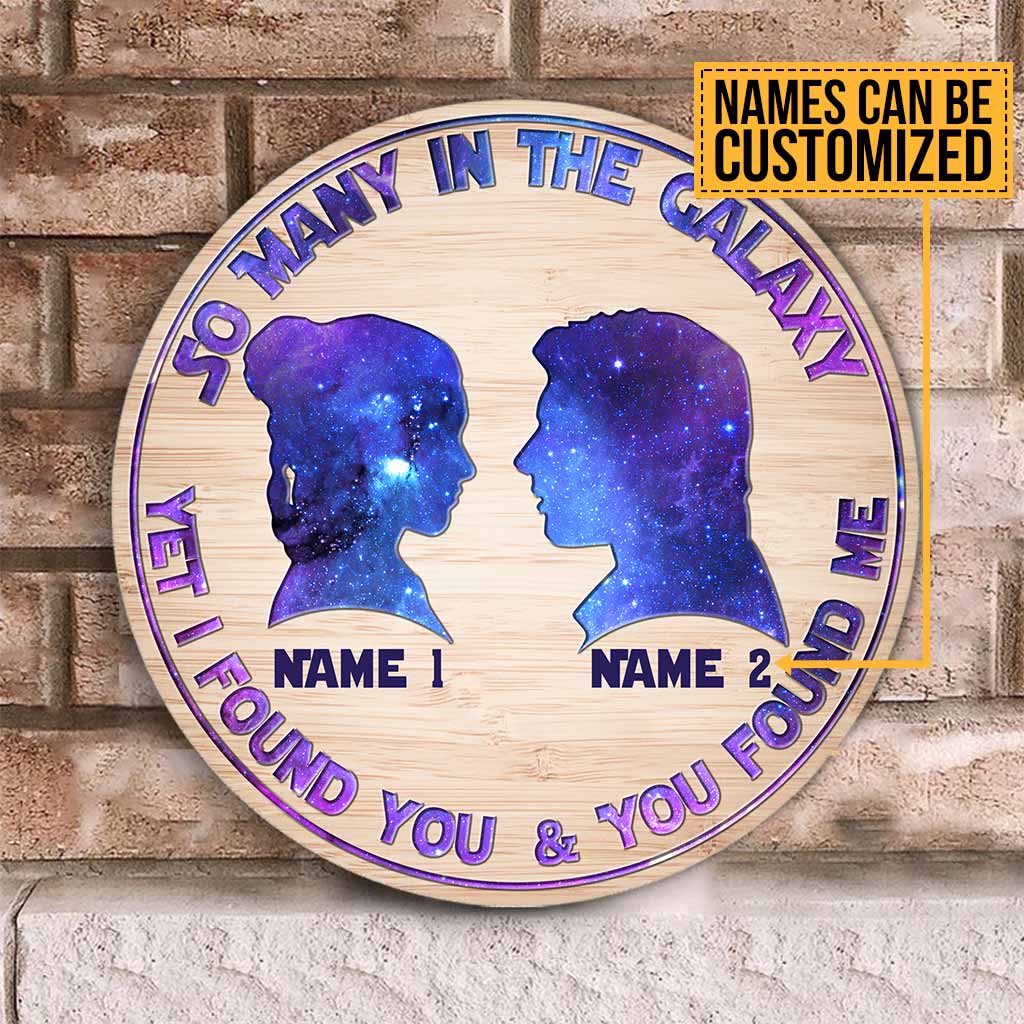 Personalized Galaxy Themed Round Wood Sign Custom Names Gift for Couples Round Wood Sign GradoCreations