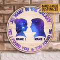 Personalized Galaxy Themed Round Wood Sign Custom Names Gift for Couples Round Wood Sign GradoCreations
