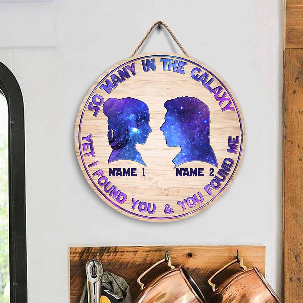 Personalized Galaxy Themed Round Wood Sign Custom Names Gift for Couples Round Wood Sign GradoCreations