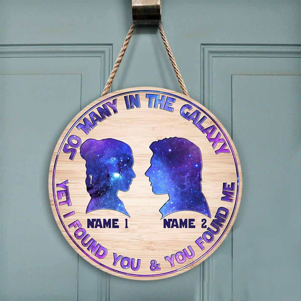 Personalized Galaxy Themed Round Wood Sign Custom Names Gift for Couples Round Wood Sign GradoCreations