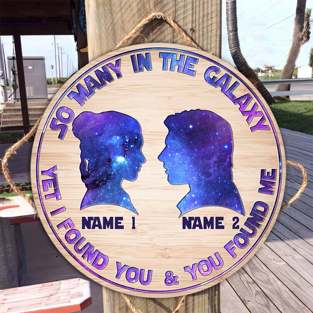 Personalized Galaxy Themed Round Wood Sign Custom Names Gift for Couples Round Wood Sign GradoCreations