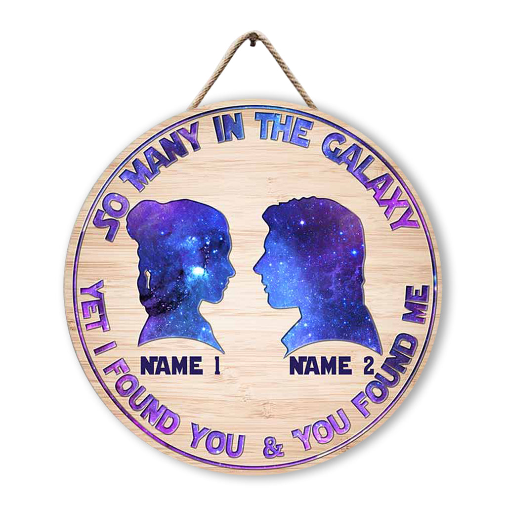 Personalized Galaxy Themed Round Wood Sign Custom Names Gift for Couples Round Wood Sign GradoCreations