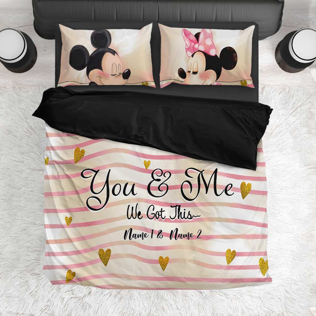 Personalized Mouse Bedding Set Custom Names for Couples Bedding Set GradoCreations