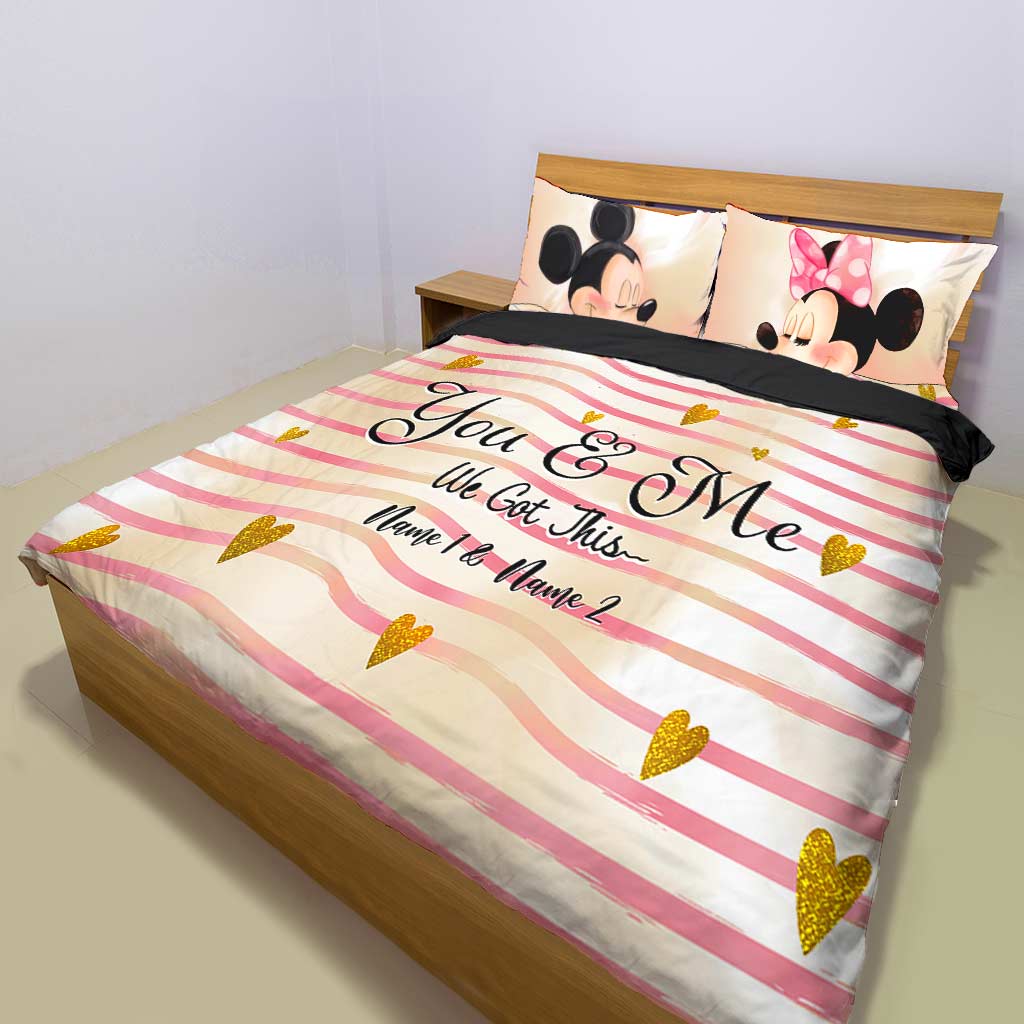 Personalized Mouse Bedding Set Custom Names for Couples Bedding Set GradoCreations