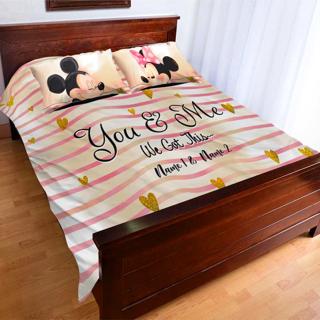 Personalized Mouse Bedding Set Custom Names for Couples Bedding Set GradoCreations