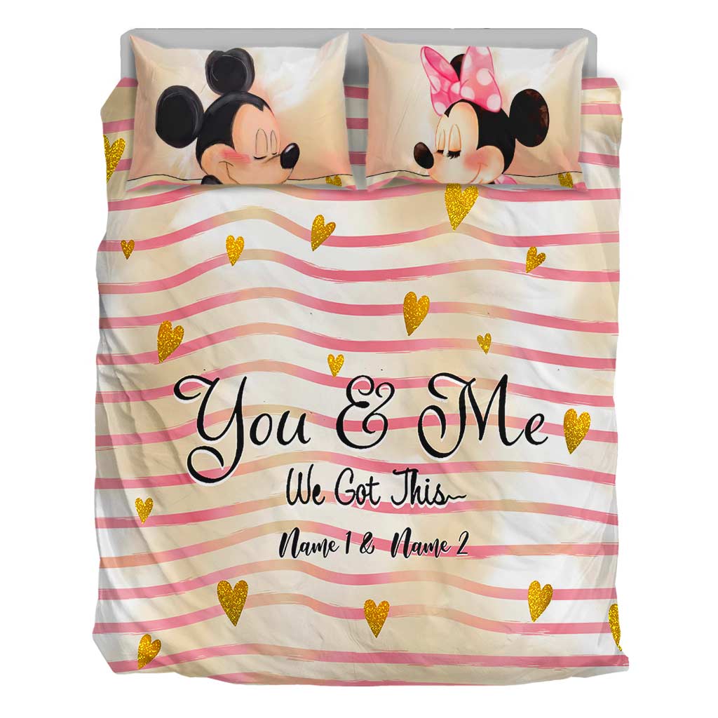 Personalized Mouse Bedding Set Custom Names for Couples Bedding Set GradoCreations