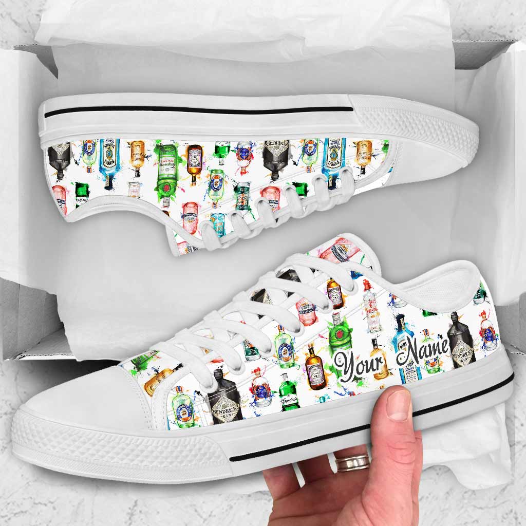 Personalized Low Top Shoes Custom Name Fun Gin Bottles Gift Low Top Shoes GradoCreations