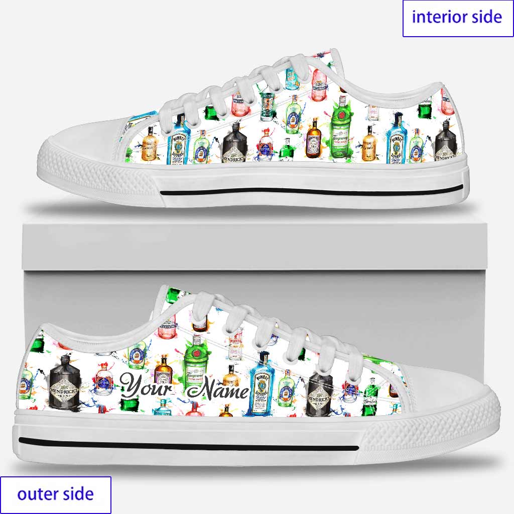 Personalized Low Top Shoes Custom Name Fun Gin Bottles Gift Low Top Shoes GradoCreations