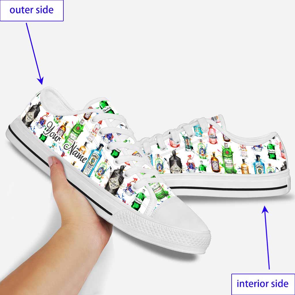 Personalized Low Top Shoes Custom Name Fun Gin Bottles Gift Low Top Shoes GradoCreations