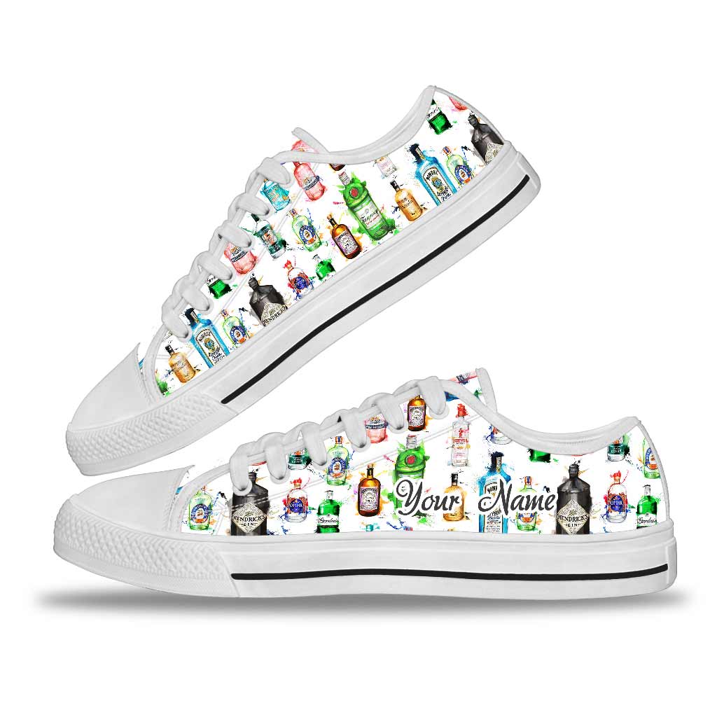 Personalized Low Top Shoes Custom Name Fun Gin Bottles Gift Low Top Shoes GradoCreations