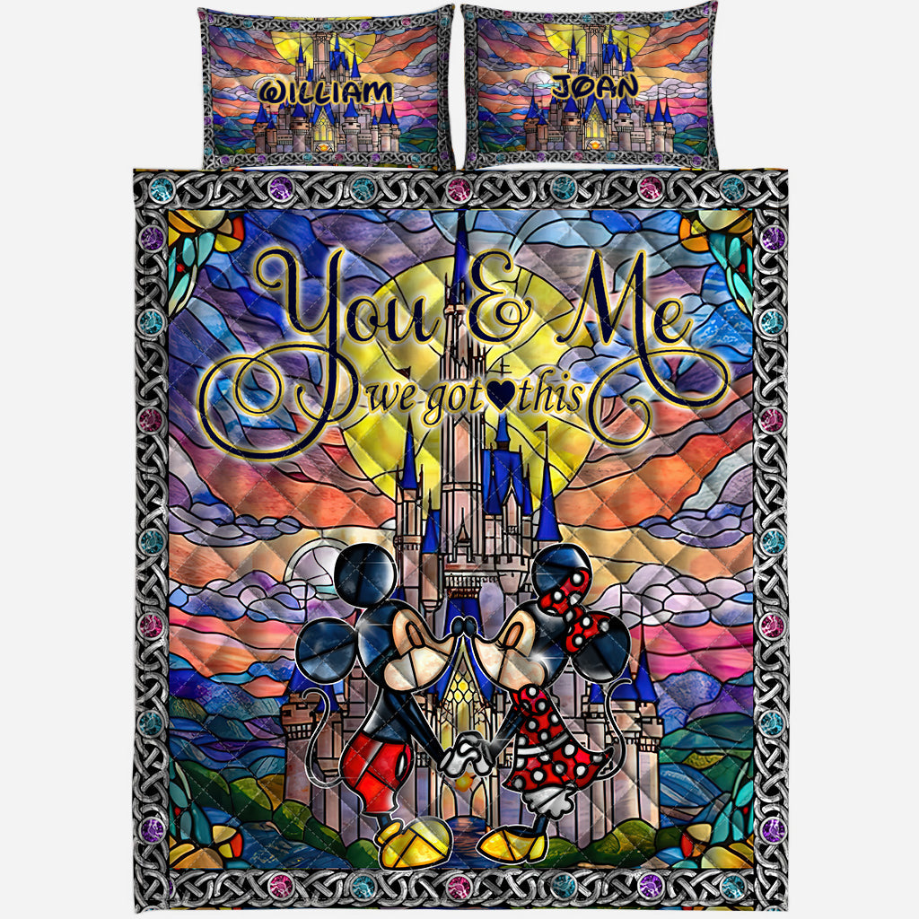 Personalized Mickey & Minnie Quilt Set Custom Names for Couples Quilt Set GradoCreations