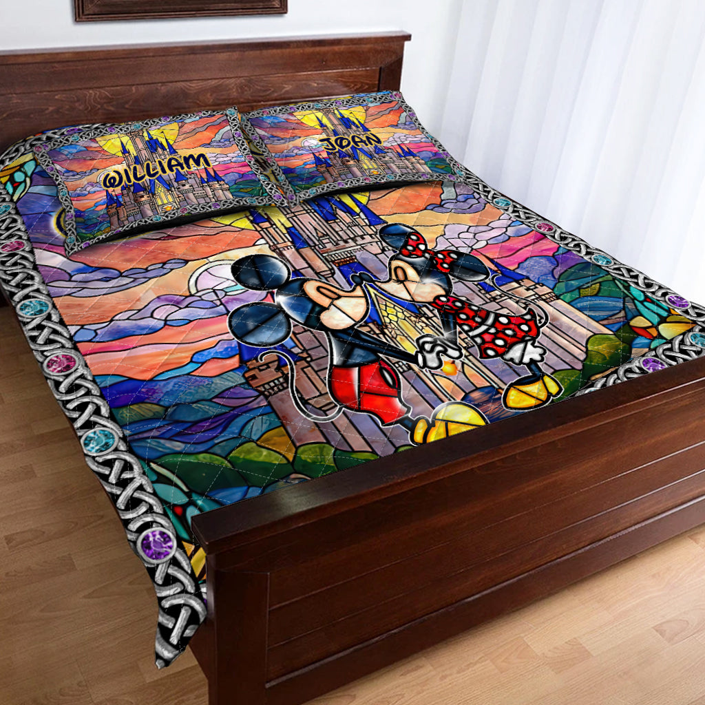 Personalized Mickey & Minnie Quilt Set Custom Names for Couples Quilt Set GradoCreations