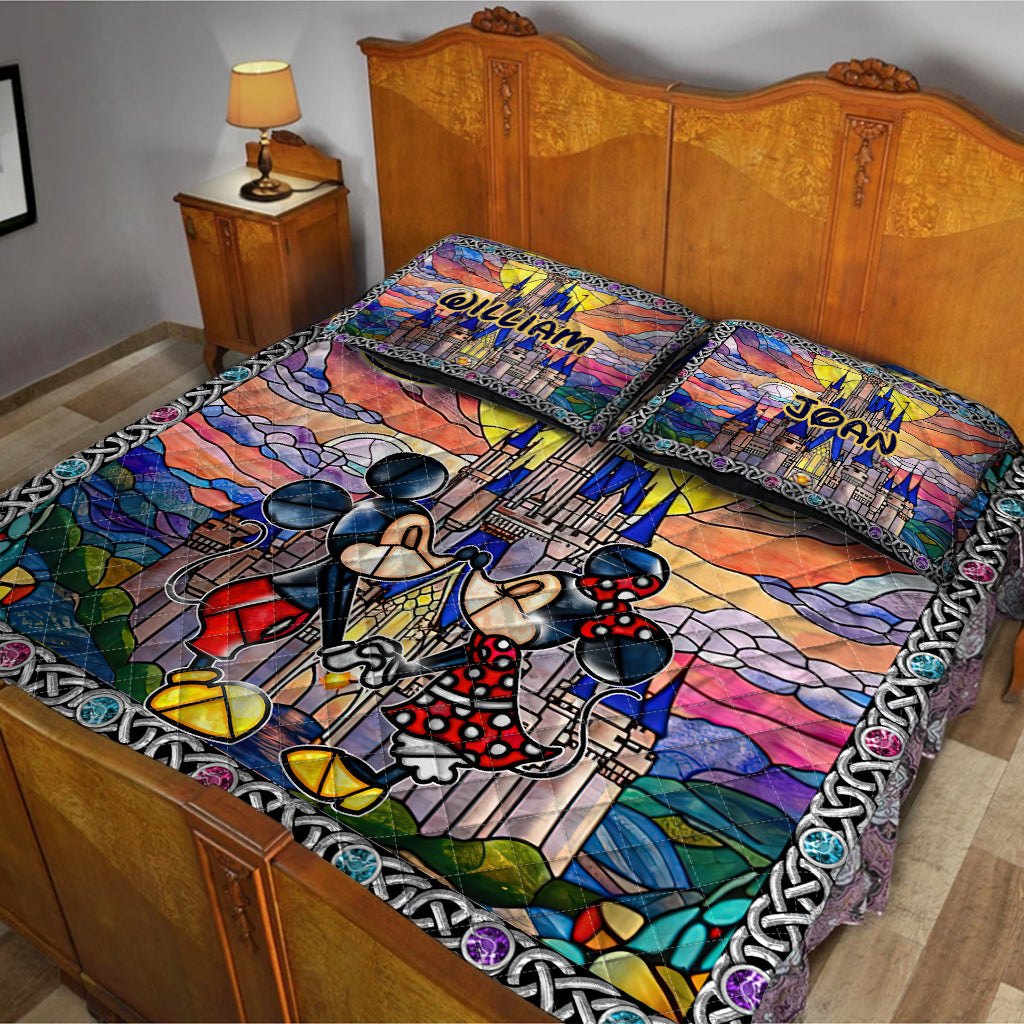 Personalized Mickey & Minnie Quilt Set Custom Names for Couples Quilt Set GradoCreations