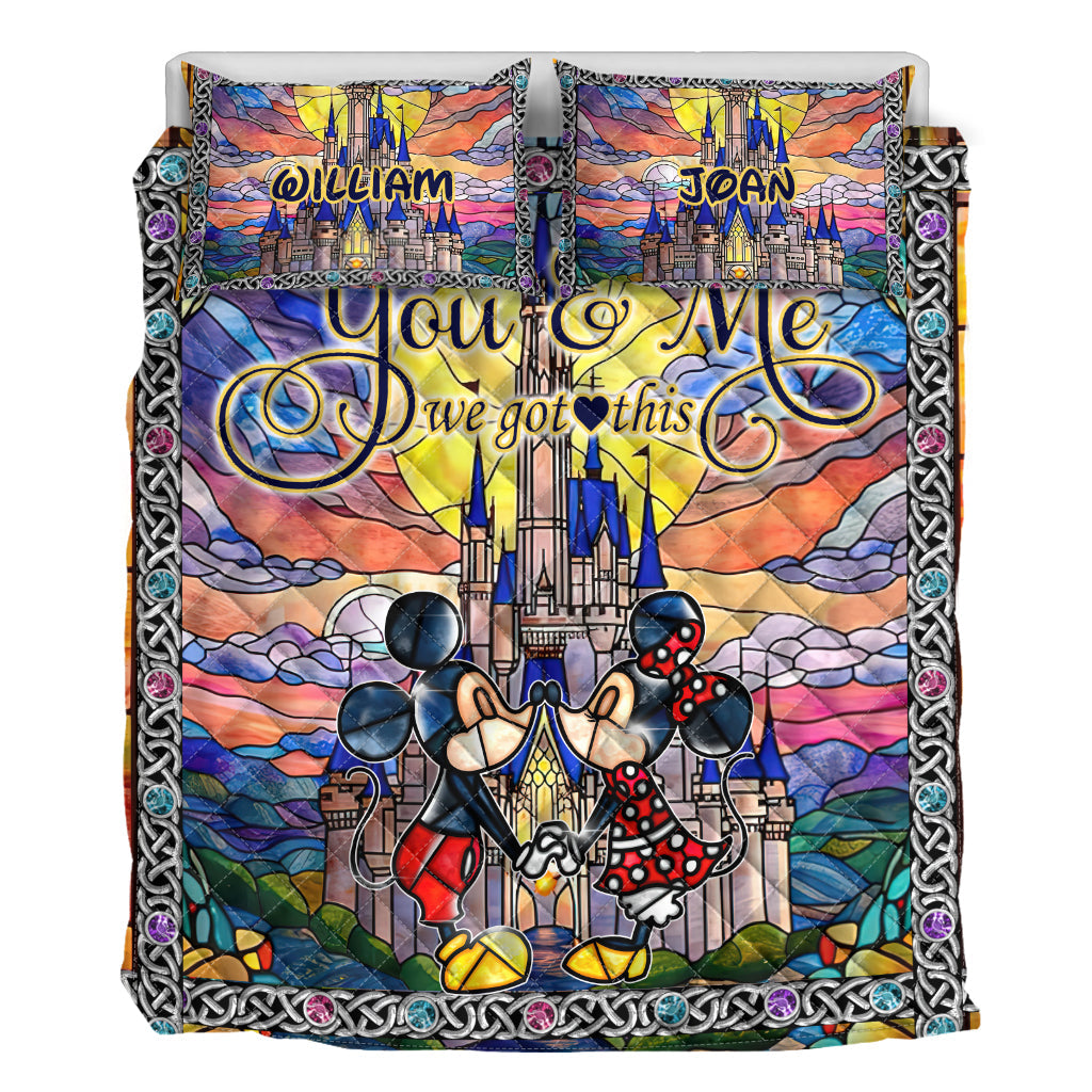 Personalized Mickey & Minnie Quilt Set Custom Names for Couples Quilt Set GradoCreations