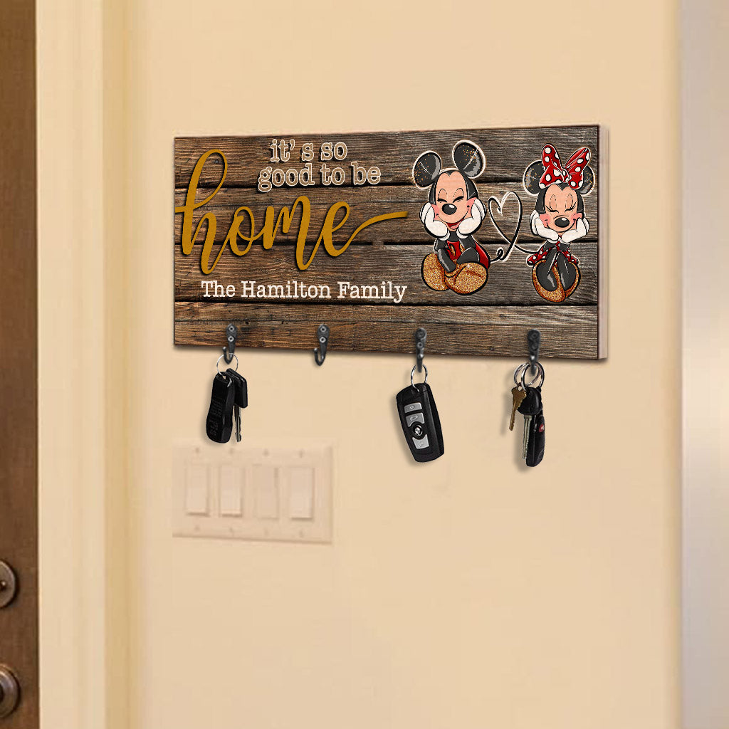 Personalized Wood Mouse Key Rack Family Name Home Decor Key Rack GradoCreations