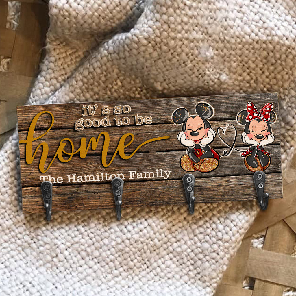 Personalized Wood Mouse Key Rack Family Name Home Decor Key Rack GradoCreations