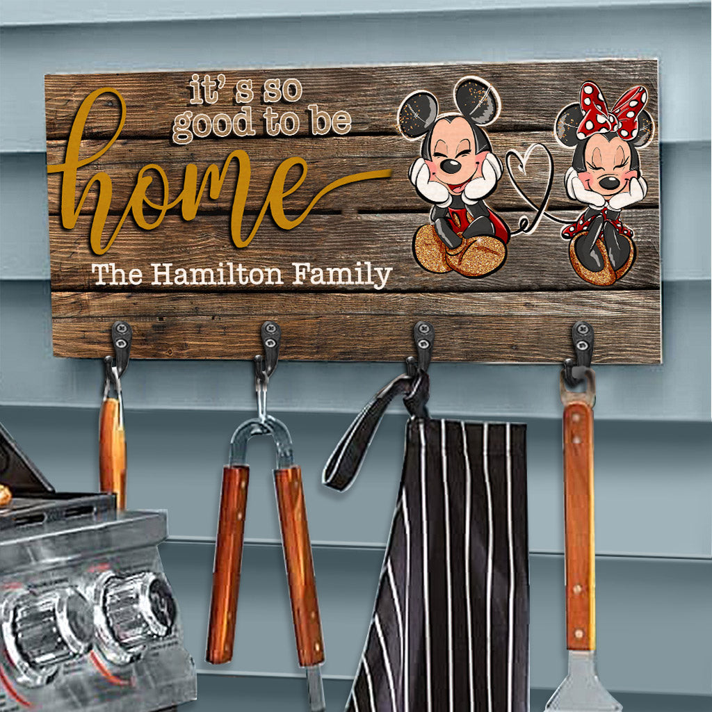 Personalized Wood Mouse Key Rack Family Name Home Decor Key Rack GradoCreations