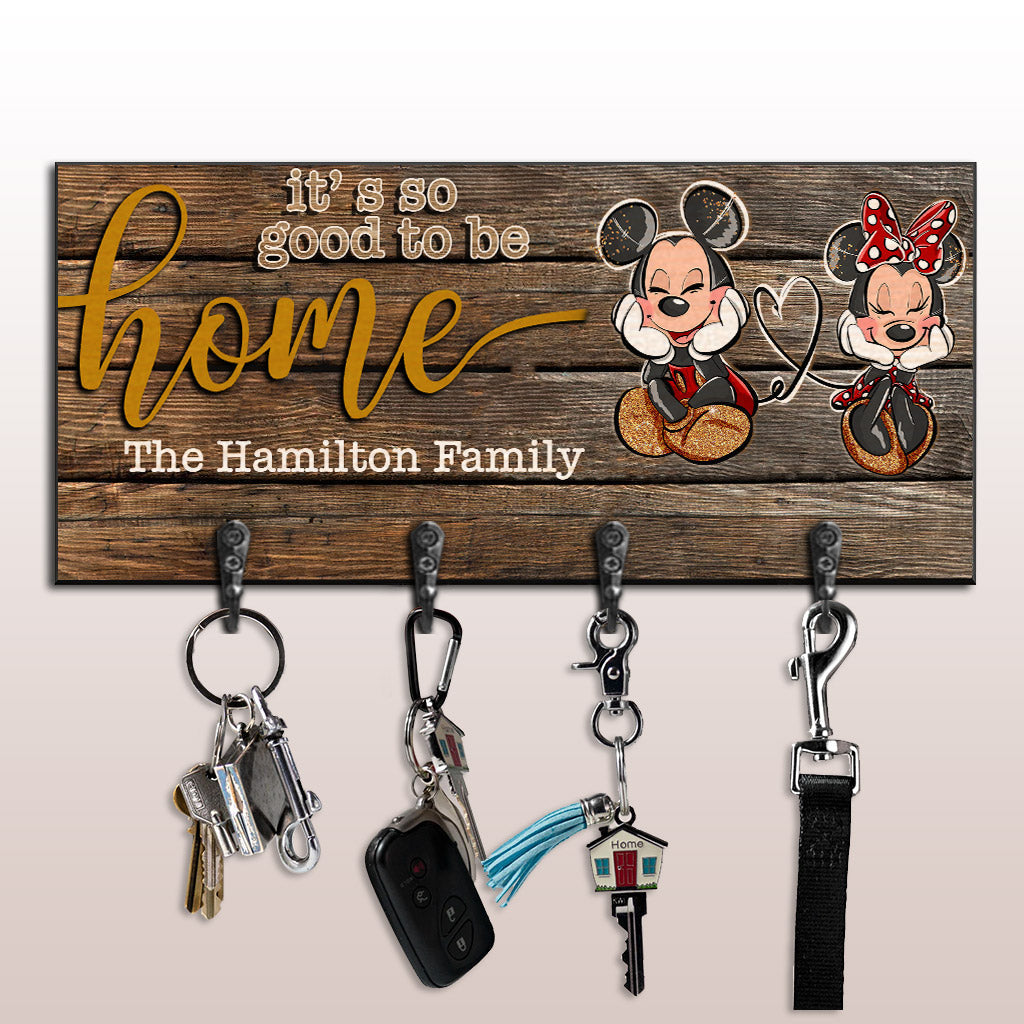 Personalized Wood Mouse Key Rack Family Name Home Decor Key Rack GradoCreations
