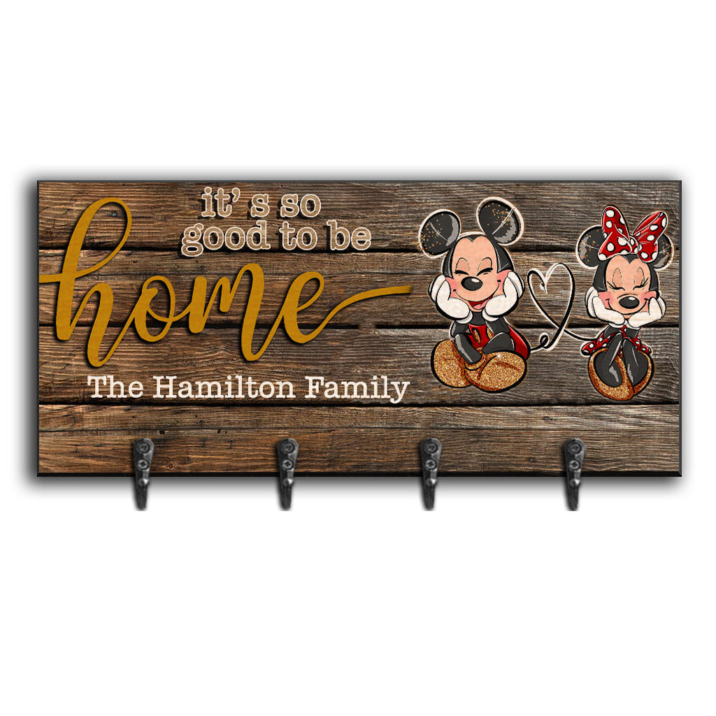 Personalized Wood Mouse Key Rack Family Name Home Decor Key Rack GradoCreations