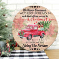 Personalized Round Wood Sign 'Living The Dream' for Christmas Gift Round Wood Sign GradoCreations