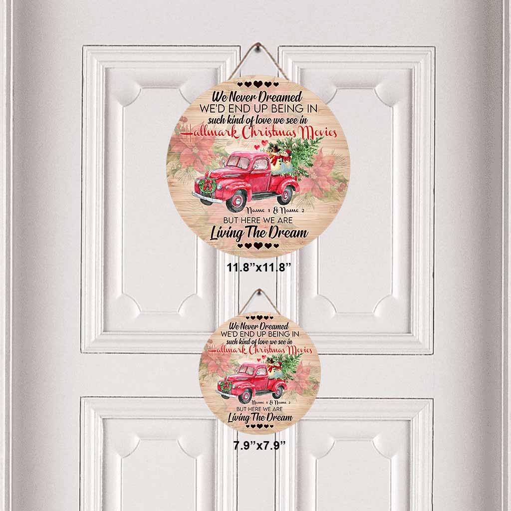 Personalized Round Wood Sign 'Living The Dream' for Christmas Gift Round Wood Sign GradoCreations