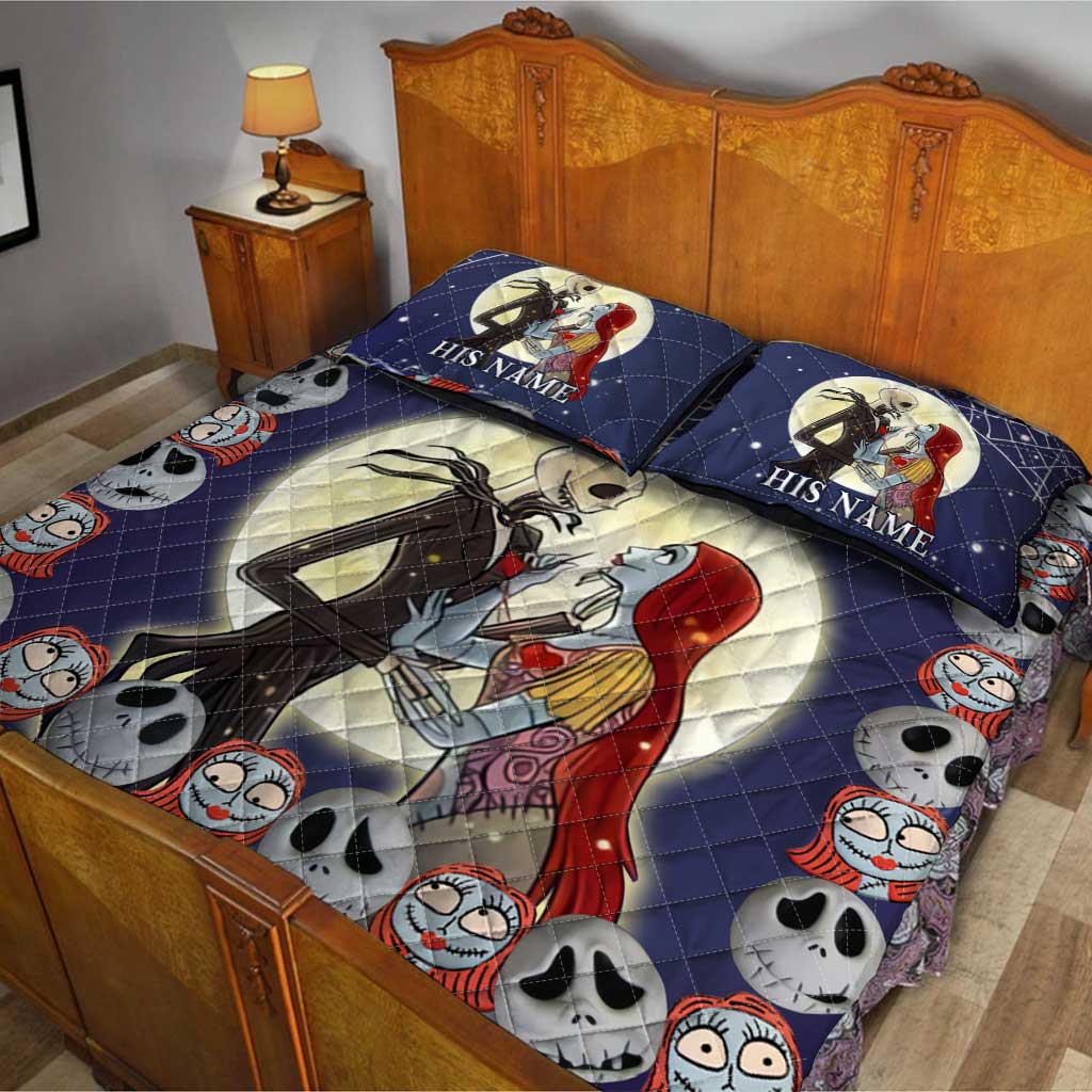 Personalized Nightmare Before Christmas Quilt Set for Couples Quilt Set GradoCreations