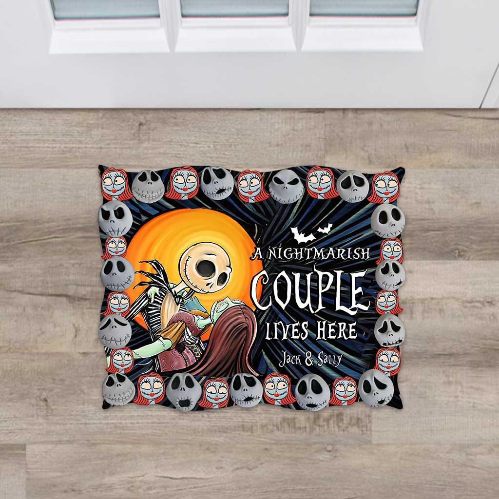 Personalized Nightmare Shaped Doormat Custom Couple Gift Halloween Shaped Doormat GradoCreations